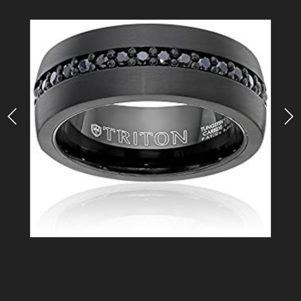 Men’s Wedding Band Tungsten and Sapphires Size 10